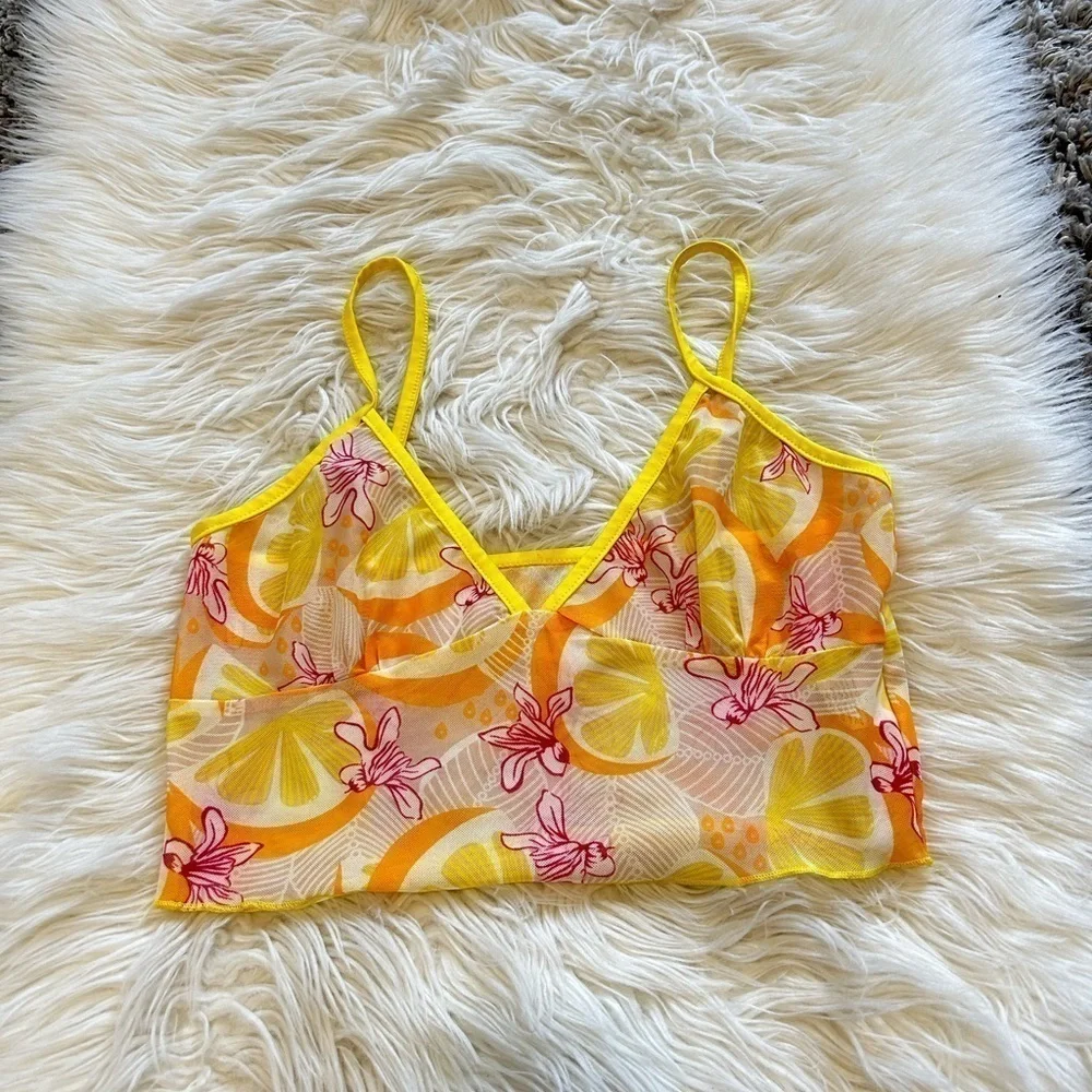 Yellow Lemon Print Crop Top - Picture 1 of 1